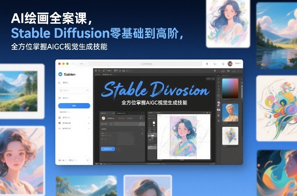 AI绘画全案课，Stable Diffusion零基础到高阶，全方位掌握AIGC视觉生成技能-锦程资源站