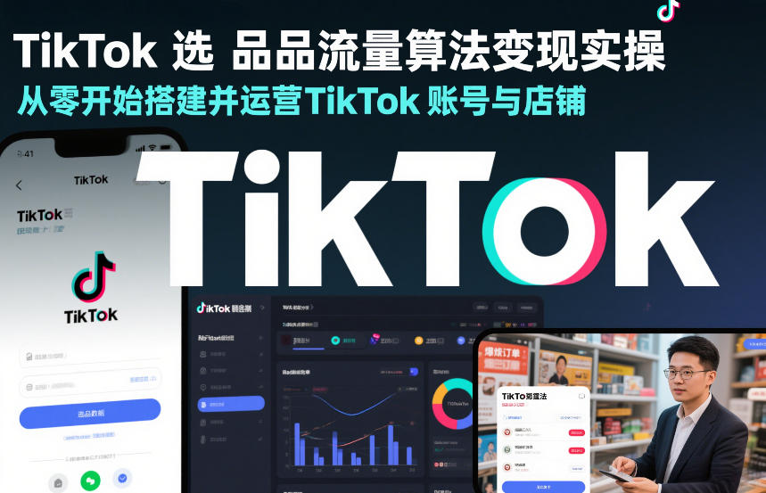TikTok选品流量算法变现实操，从零开始搭建并运营TikTok账号与店铺-锦程资源站