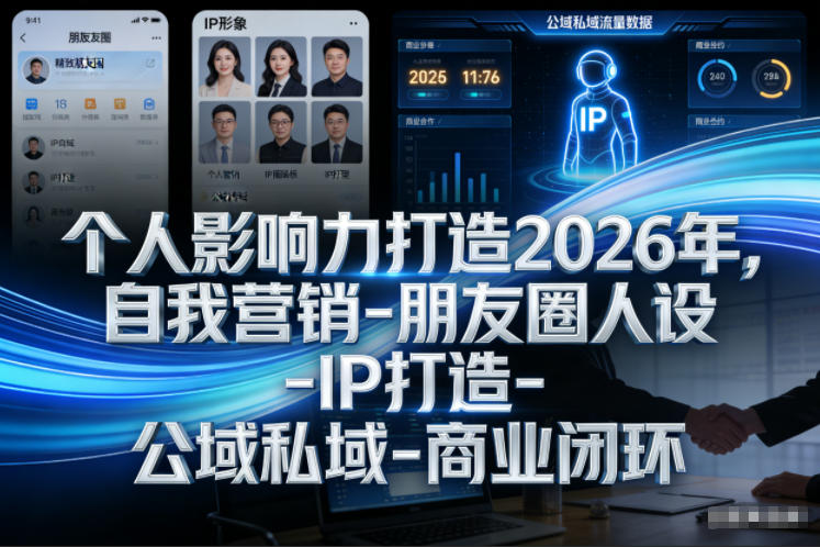 个人影响力打造2026年，自我营销-朋友圈人设-IP打造-公域私域-商业闭环-锦程资源站