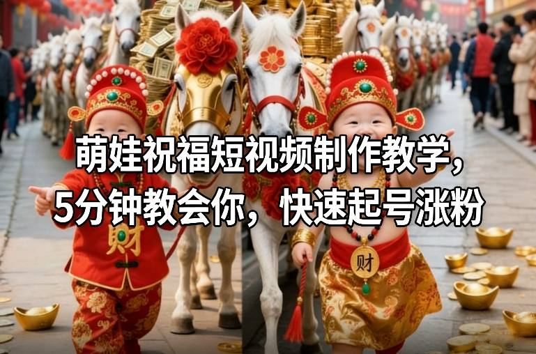 萌娃祝福短视频制作教学，5分钟教会你，快速起号涨粉-锦程资源站