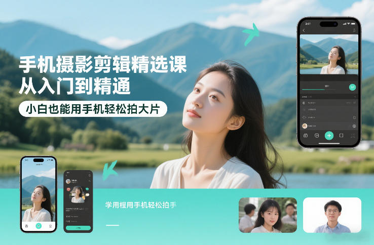 手机摄影剪辑精选课，从入门到精通，小白也能用手机轻松拍大片-锦程资源站