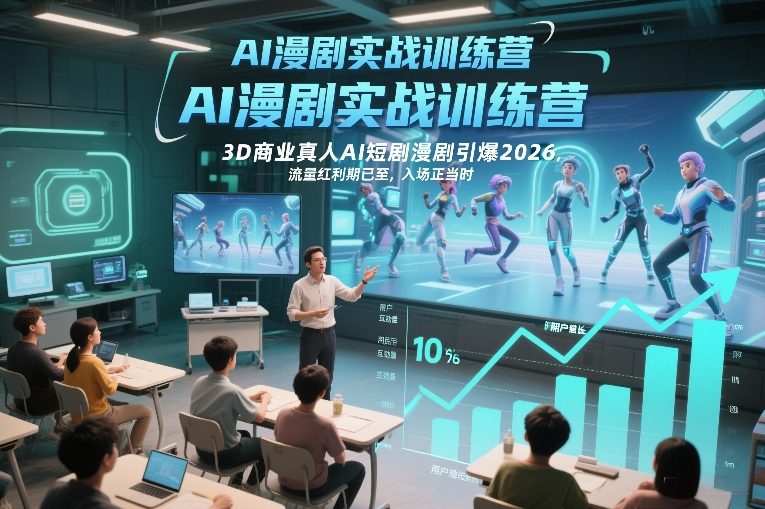 AI漫剧实战训练营，3D商业真人AI短剧漫剧引爆2026，流量红利期已至，入场正当时-锦程资源站