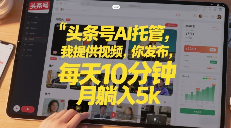 头条号AI托管，我提供视频，你发布，每天10分钟，月躺入5k+【揭秘】-锦程资源站