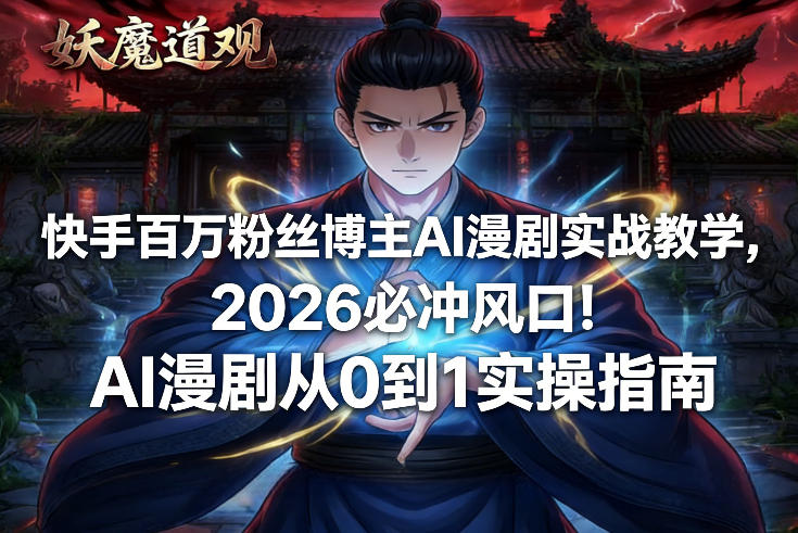 快手百万粉丝博主AI漫剧实战教学，2026必冲风口！AI漫剧从0到1实操指南-锦程资源站