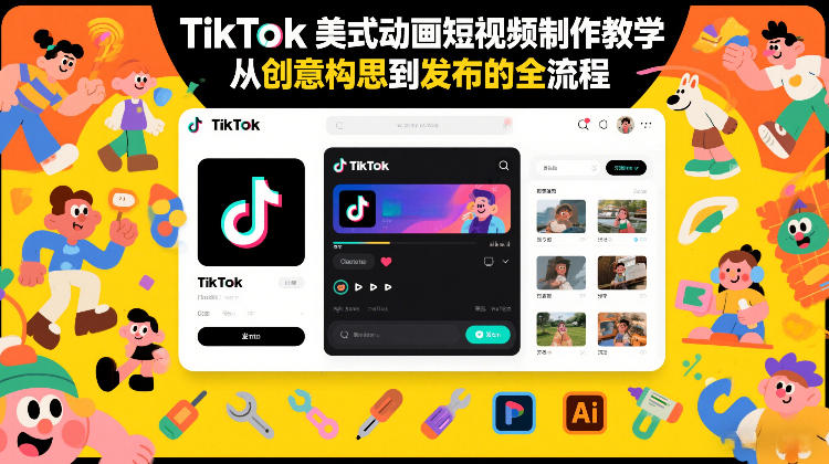 TikTok美式动画短视频制作教学，从创意构思到发布的全流程-锦程资源站