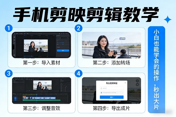 手机剪映剪辑教学，小白也能学会的操作，秒出大片-锦程资源站