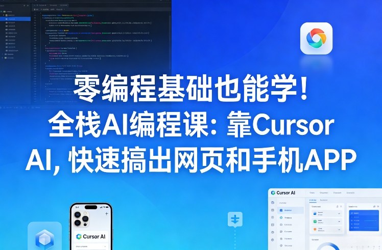 零编程基础也能学！全栈AI编程课：靠Cursor AI，快速搞出网页和手机APP-锦程资源站