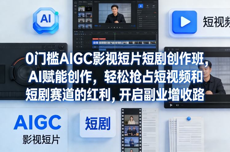 0门槛AIGC影视短片短剧创作班，AI赋能创作，轻松抢占短视频和短剧赛道的红利，开启副业增收路-锦程资源站