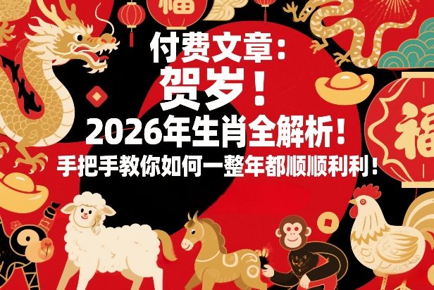 付费文章：贺岁！2026年生肖全解析！手把手教你如何一整年都顺顺利利！-锦程资源站