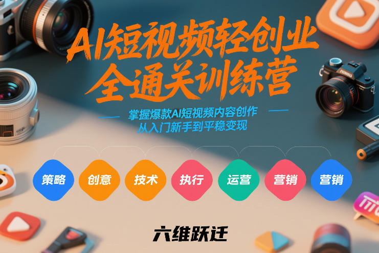 AI短视频轻创业全通关训练营，掌握爆款AI短视频内容创作，从入门新手到平稳变现的六维跃迁-锦程资源站