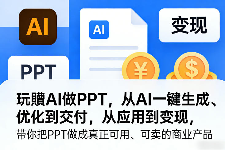 玩賺AI做PPT，从AI一键生成、优化到交付，从应用到变现，带你把PPT做成真正可用、可卖的商业产品-锦程资源站