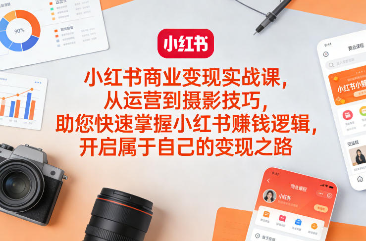 小红书商业变现实战课,从运营到摄影技巧,助您快速掌握小红书賺钱逻辑,开启属于自己的变现之路-锦程资源站