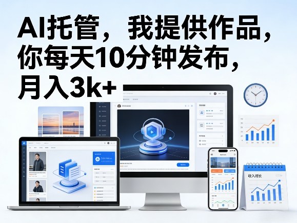 公众号AI托管，我提供作品，你每天10分钟发布，月入3k+【揭秘】-锦程资源站