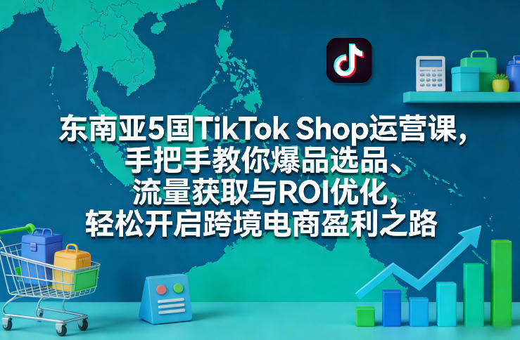 东南亚5国TikTok Shop运营课，手把手教你爆品选品、流量获取与ROI优化，轻松开启跨境电商盈利之路-锦程资源站