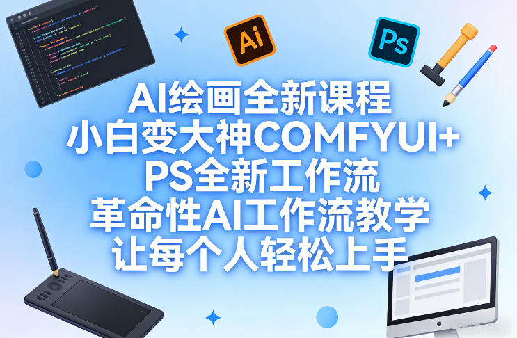 AI绘画全新课程，小白变大神COMFYUI+PS全新工作流，革命性AI工作流教学，让每个人轻松上手-锦程资源站