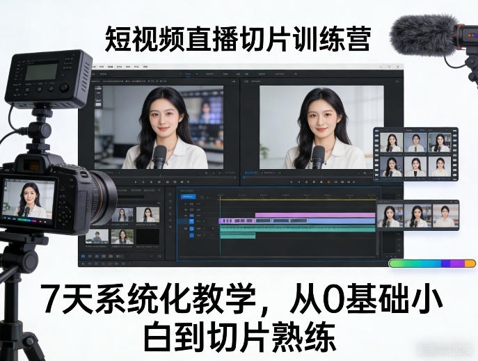 短视频直播切片训练营,7天系统化教学,从0基础小白到切片熟练-锦程资源站
