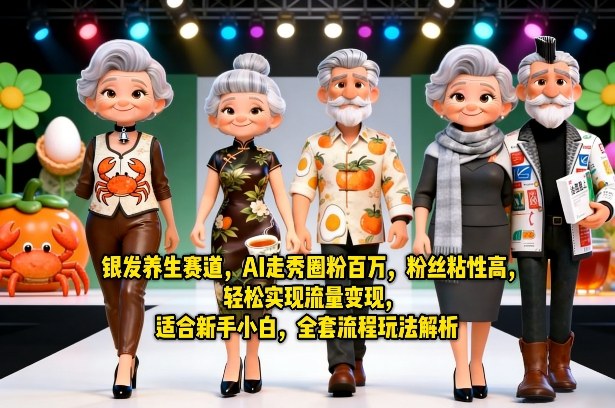 银发养生赛道，AI走秀圈粉百万，粉丝粘性高，轻松实现流量变现，适合新手小白，全套流程玩法解析-锦程资源站