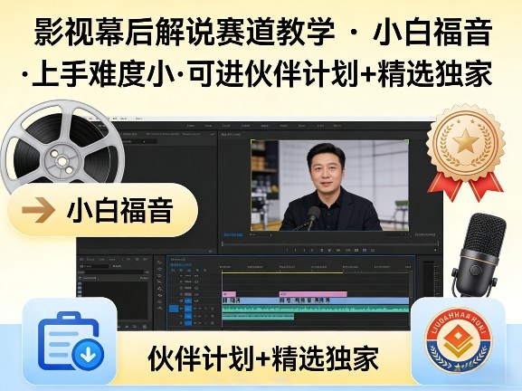 某大佬的影视幕后解说赛道教学，小白福音，上手难度小，可进伙伴计划+精选独家-锦程资源站
