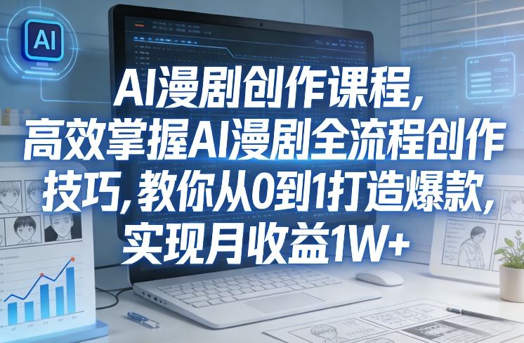 某社群AI漫剧创作课程，高效掌握AI漫剧全流程创作技巧，教你从0到1打造爆款，实现月收益1W+-锦程资源站