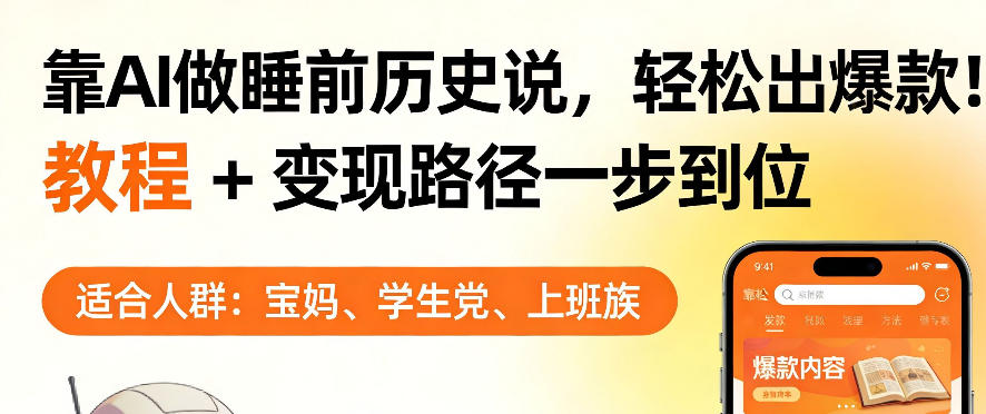 靠AI做睡前历史解说，轻松出爆款！教程+变现路径一步到位，单个视频收益1K+【揭秘】-锦程资源站