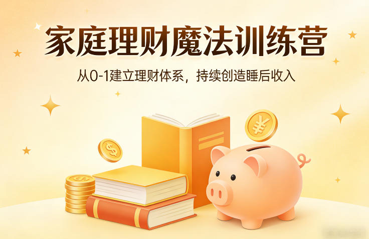家庭理财魔法训练营，从0-1建立理财体系，持续创造睡后收入-锦程资源站