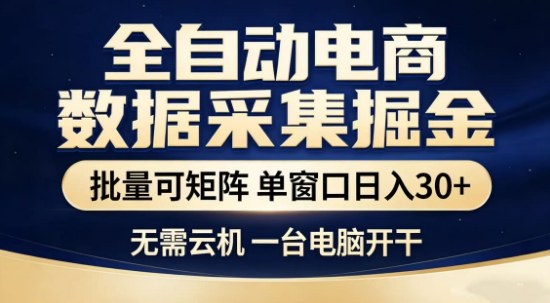 独家电商数据全自动采集项目，批量可矩阵，单窗口轻松日入3张+【揭秘】-锦程资源站