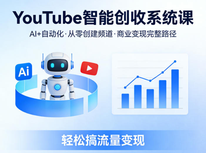 YouTube智能创收系统课，AI+自动化，从零创建YouTube频道并实现商业变现的完整路径，轻松搞流量变现-锦程资源站