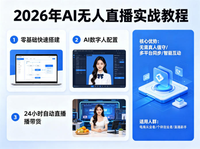 2026年AI无人直播实战教程，零基础也能快速搭建AI数字人无人直播间，实现24小时自动直播带货-锦程资源站