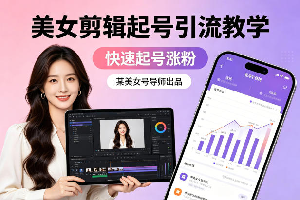 某美女号导师出品：美女剪辑起号引流教学，快速起号涨粉-锦程资源站
