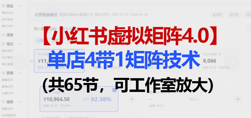 小红书虚拟矩阵4.0技术：单店4带1矩阵（共65节，可工作室放大）-锦程资源站