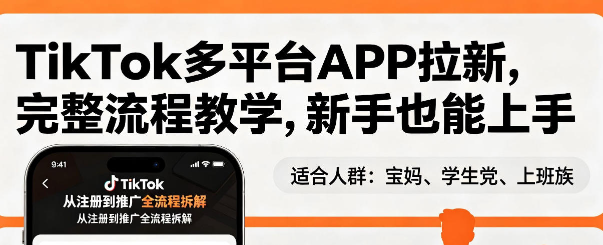 TikTok多平台APP拉新，完整流程教学，新手也能上手，轻松出海搞美金-锦程资源站
