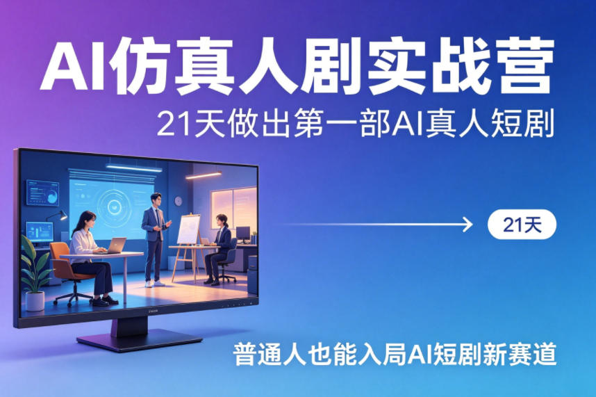 AI仿真人剧实战营,21天做出第一部AI真人短剧,普通人也能入局AI短剧新赛道-锦程资源站