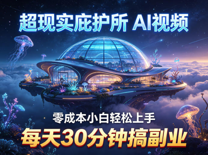 超现实庇护所AI视频项目拆解，零成本小白轻松上手，每天30分钟搞副业-锦程资源站