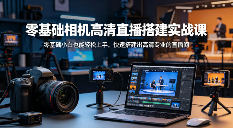 零基础相机高清直播间搭建实战课，小白也能轻松上手，快速搭建出高清专业的直播间-锦程资源站
