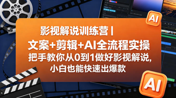 影视解说训练营｜文案+剪辑+AI全流程实操，把手教你从0到1做好影视解说，小白也能快速出爆款-锦程资源站