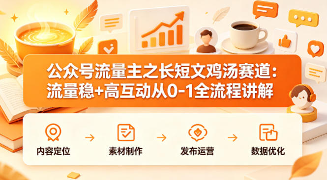 公众号流量主之长短文鸡汤赛道，流量稳+高互动，从0-1全流程讲解-锦程资源站