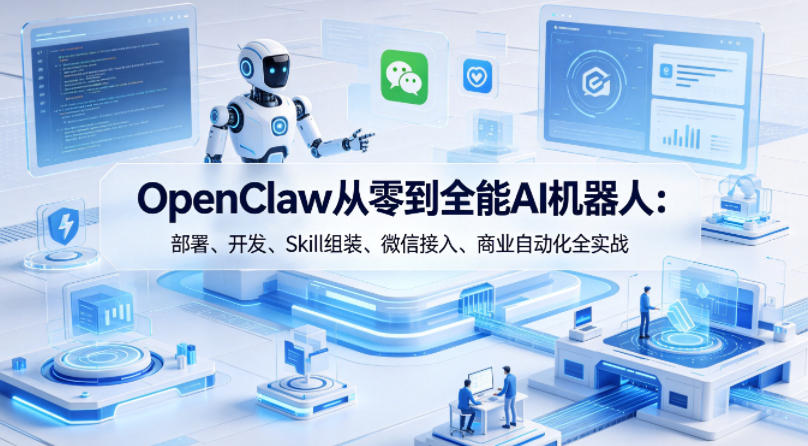 OpenClaw从零到全能AI机器人：部署、开发、Skill组装、微信接入、商业自动化全实战-锦程资源站