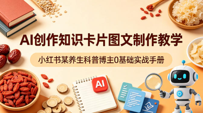 AI创作知识卡片图文制作教学，小红书某养生科普博主0基础实战手册-锦程资源站