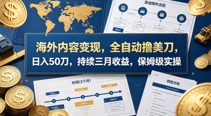 海外内容变现，全自动撸美刀，日入50刀，持续三月收益，保姆级实操【揭秘】-锦程资源站