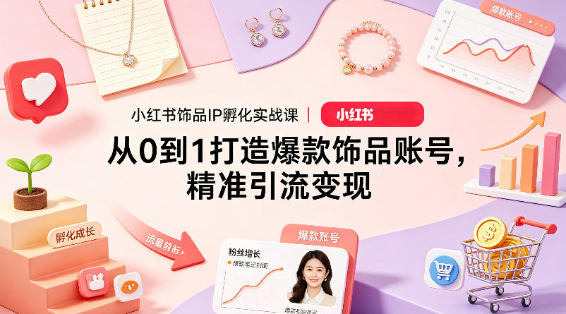 小红书饰品IP孵化实战课｜从0到1打造爆款饰品账号，精准引流变现-锦程资源站