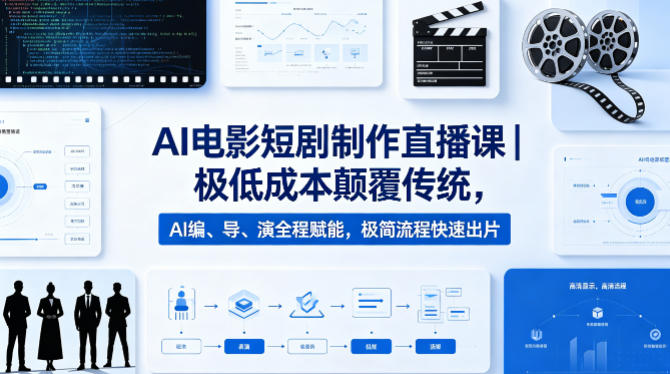 AI电影短剧制作直播课｜极低成本颠覆传统，AI编、导、演全程赋能，极简流程快速出片-锦程资源站