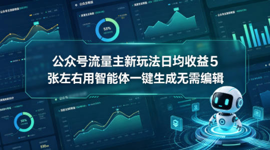 公众号流量主新玩法日均收益5张左右用智能体一键生成无需编辑-锦程资源站