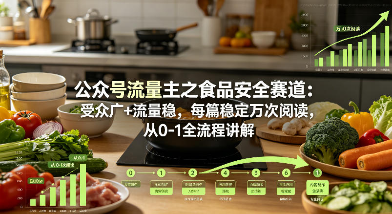 公众号流量主之食品安全赛道，受众广+流量稳，每篇作品稳定万次阅读，从0-1全流程讲解-锦程资源站
