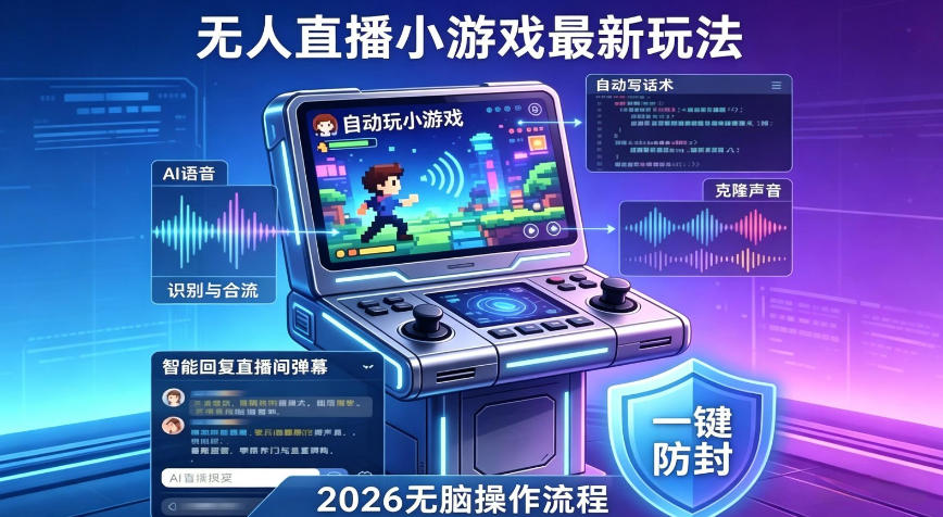 2026年AI无人直播小游戏全流程，不违规不封号，开启创业副业增收之路，小白月入1w+【揭秘】-锦程资源站
