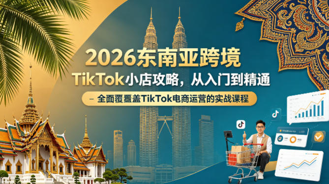 2026东南亚跨境TikTok小店攻略，从入门到精通、全面覆盖TikTok电商运营的实战课程（更新4月）-锦程资源站