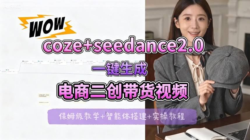 【Coze工作流搭建实操教程】seedance2.0+coze一键生成电商二创带货视频，全流程保姆级教学-锦程资源站