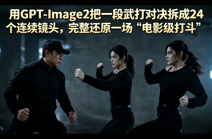 用GPT-Image2把一段武打对决拆成24个连续镜头，完整还原一场“电影级打斗”-锦程资源站