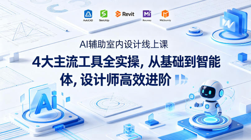 AI辅助室内设计线上课｜4大主流工具全实操，从基础到智能体，设计师高效进阶-锦程资源站