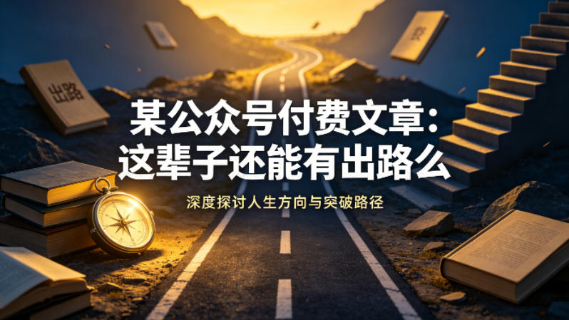 某公众号付费文章：这辈子还能有出路么-锦程资源站