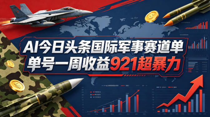AI今日头条国际军事赛道，单号一周收益921，超暴力-锦程资源站